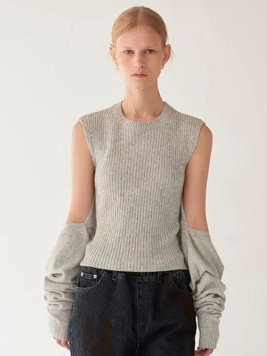 다이애그널 BOLERO LAYERED KNIT(light gray)